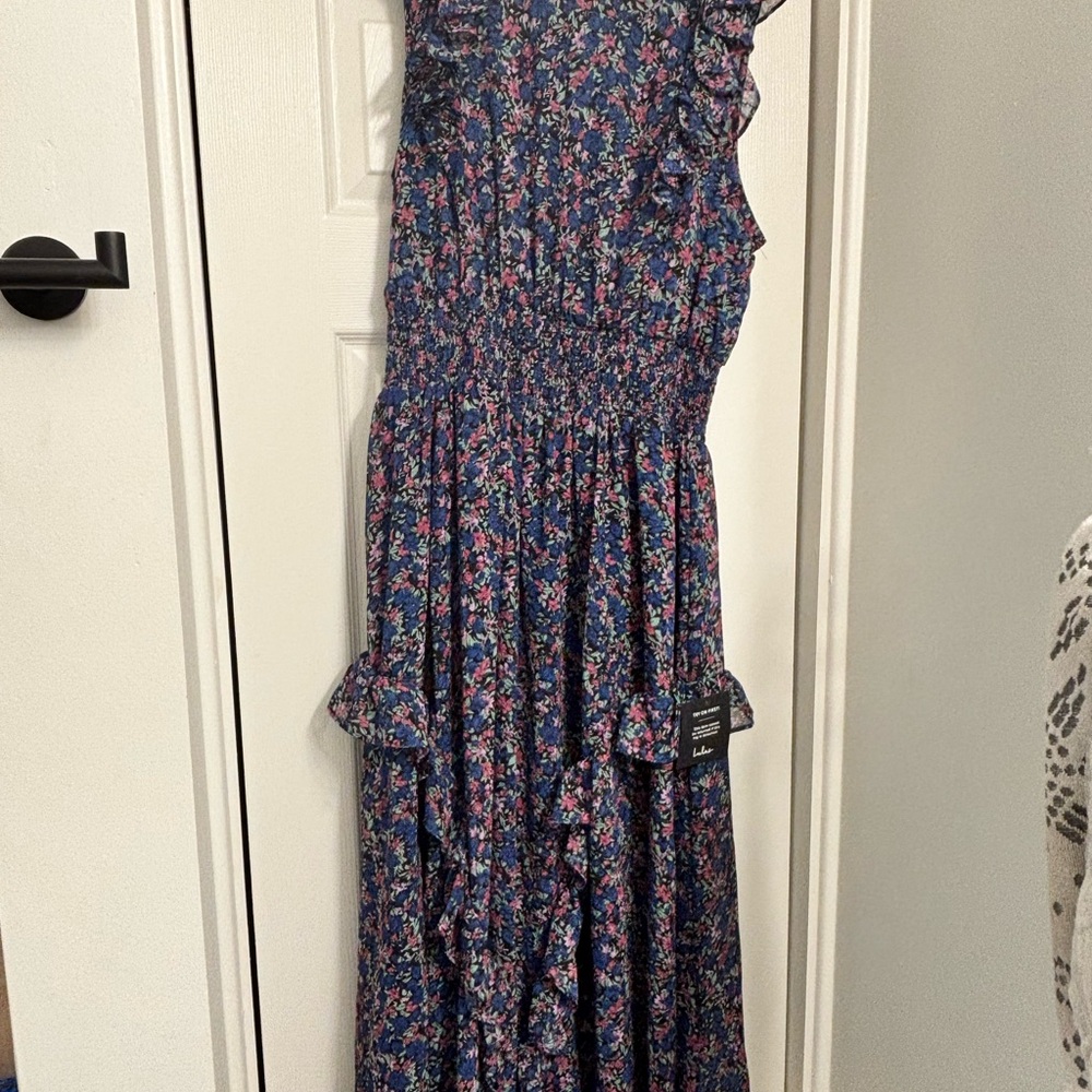 Lulu's Navy Floral Smocked Dress